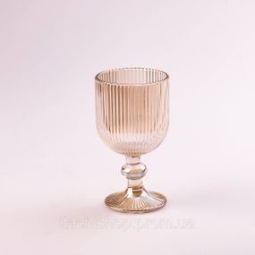 Келих для вина фігурний прозорий ребристий з товстого скла набір 6 шт Tea Color