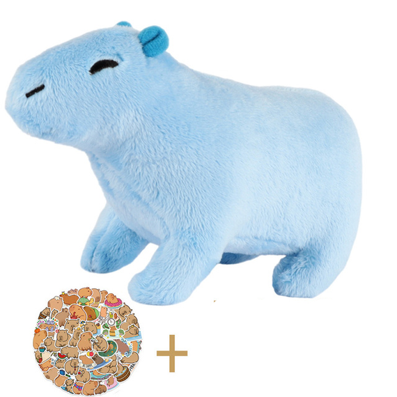 Мягкая игрушка "Капибара" 18cm + 5 стикеров с капибарами (sv1805-4), Синий
