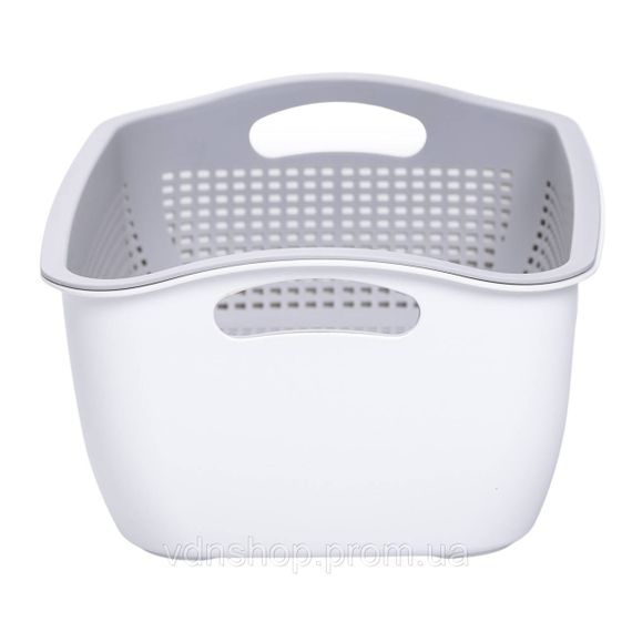 Кошик-друшлак 2 в 1 для миття овочів, фруктів і зелені 29,5×21×11 (см) Сірий HP-45-6G | Зображення 5