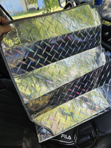 Шторка солнцезащитная 145х70см серебристая с узором 12 Atelie