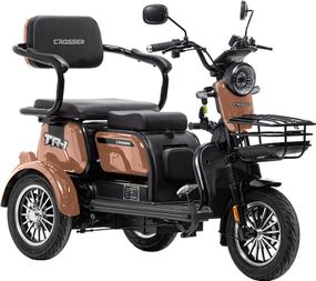 Электротрайк Crosser TR-1 LFP 1500W 76.8V 30Ah, трехколесный электроскутер, до 75 км, для взрослых и пожилых Коричневий
