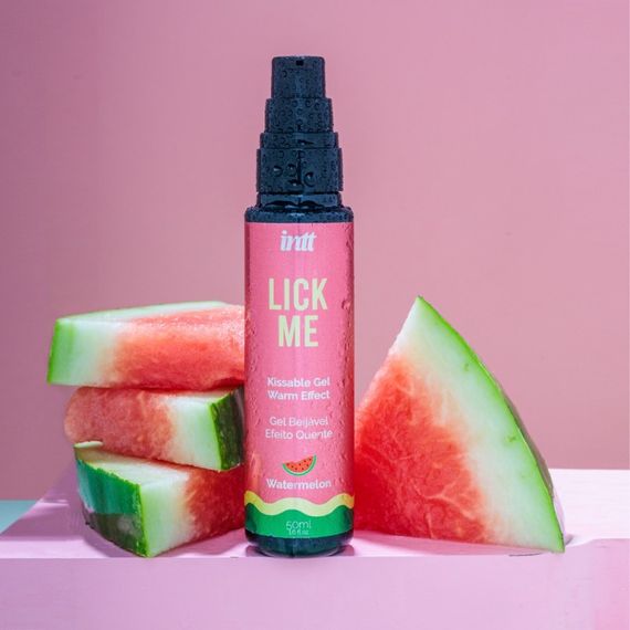 Оральний лубрикант із зігріваючим ефектом Intt Lick Me Kissable Gel Warm Effect Watermelon, кавун, 5