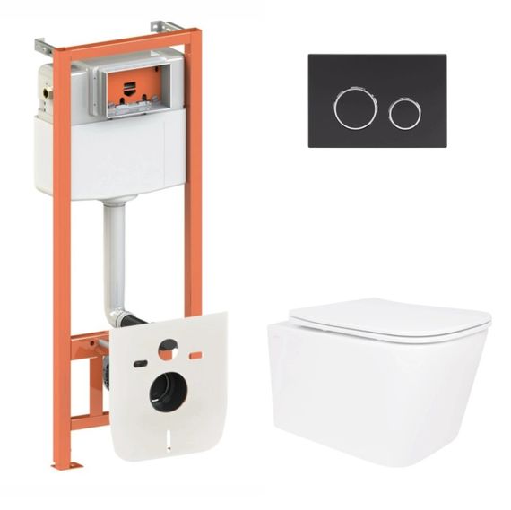 Набір Qtap Nest 4 в 1 підвісний унітаз Crow Ultra Quiet 520x360x290 + комплект інсталяції QT05335172W48193