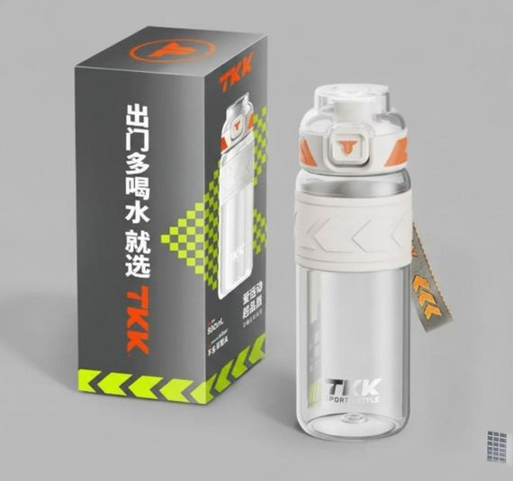 Спортивная бутылка TKK 1000 мл (1 л) - Белая Tritan BPA-free, ударопрочная эко-бутылка с антискользящим грипом | Зображення 4