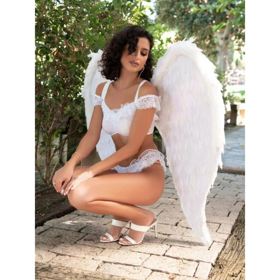 Крила ангела з пір'я Leg Avenue White Feather Wings - Hvit | Зображення 4