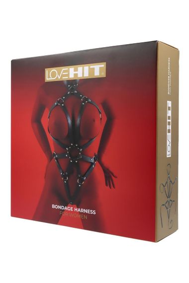 Портупея з декоративними заклепками Love Hit з екошкіри, чорна sexstyle | Зображення 2