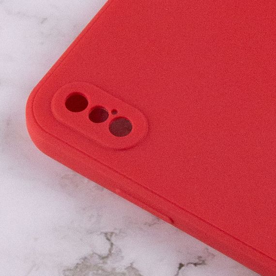 Силиконовый чехол Candy Full Camera для Apple iPhone X / XS (5.8") Красный / Camellia | Зображення 2