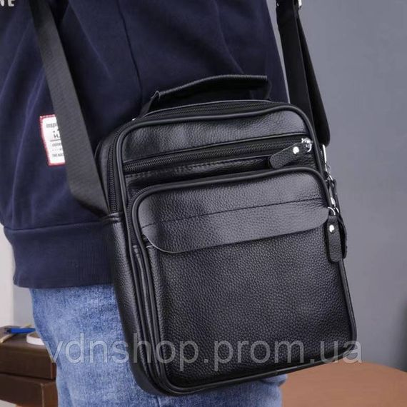 Чоловіча шкіряна барсетка через плече 22х26х9, месенджер з ручкою Bexhill Bx-66503 чорний | Зображення 2