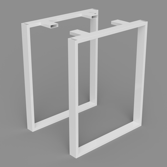 Комплект опор для столу з металу 600×120mm, H=730mm (профільна труба: 40x20mm) Білий | Зображення 2