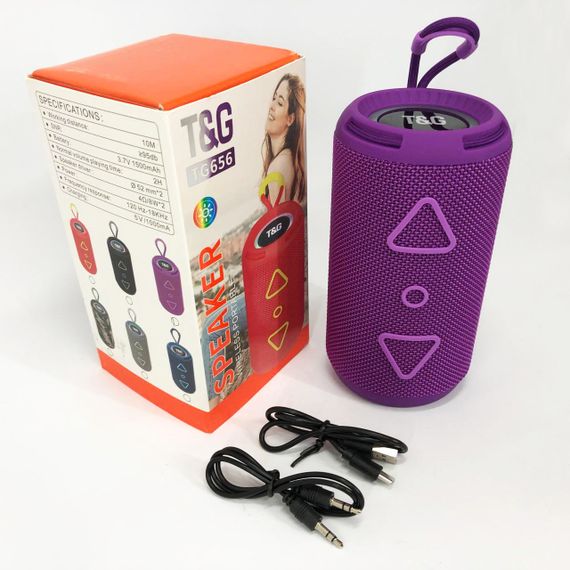Bluetooth колонка портативна TG656 FM-радіо, потужна переносна акустична колонка. Колір: фіолетовий | Зображення 8
