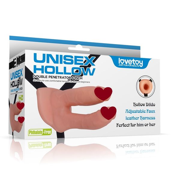 Подвійний страпон Unisex Hollow Strap On Sex Aura