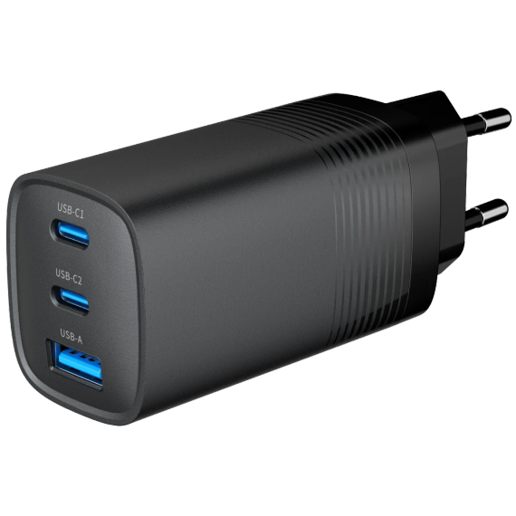 Gembird TA-UC-PDQC65-01-BK (USB Type A + USB Type C) Мережевий зарядний пристрій - Повербанки
