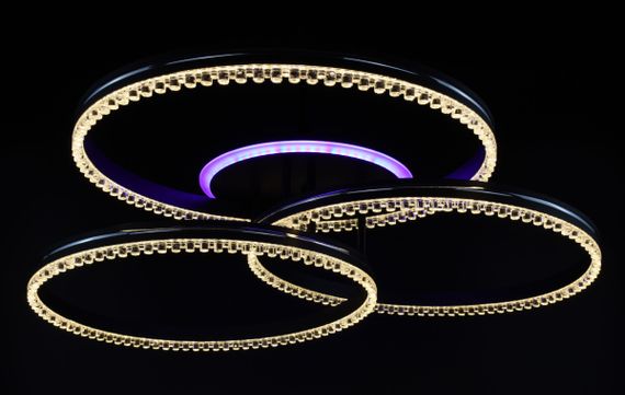 Люстра світлодіодна стельова LED світильник для квартири на стелю лед з пультом 26539 Чорний 17х81х81 см. | Зображення 8