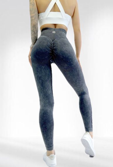 Лосіни з пуш ап ефектом для фітнесу з високою талією в рубчик LILAFIT Чорний L (LFL000060) | Зображення 2