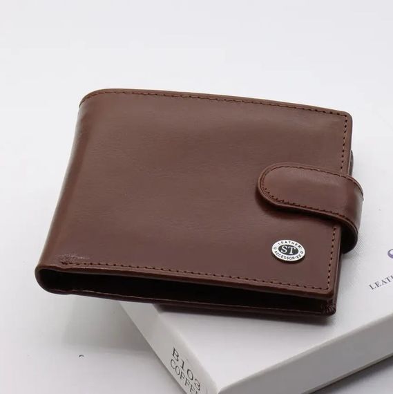Коричневе чоловіче портмоне з натуральної шкіри з фіксацією ST Leather ST103