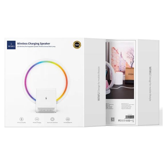 БЗУ WIWU Wi-W021 2 in 1 Wireless Charger+Bluetooth Speaker White | Зображення 5