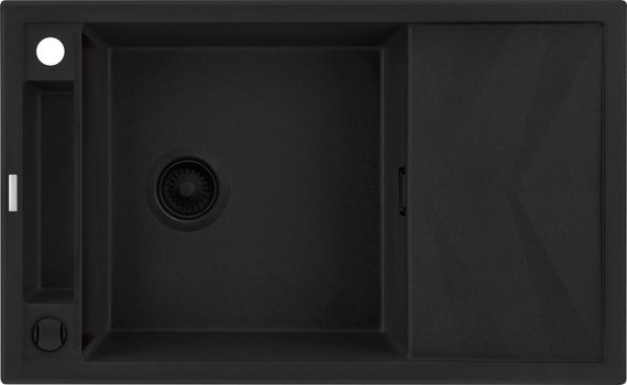 Мийка кухонна Deante Magnetic, граніт, прямокут., з крилом, 820х500х219мм, чаша - 1, накладна, чорний матовий (ZRM_N113)