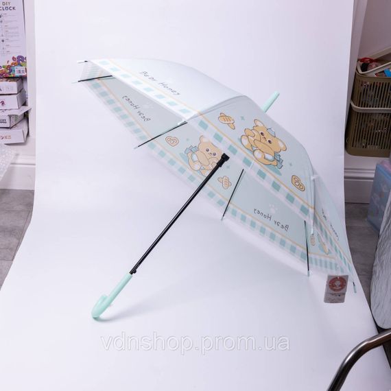Класична дитяча парасолька-тростина напівавтомат з поліестеру міцна надійна 8 спиць діаметр 94 см М'ятний HP-23-11M | Зображення 3