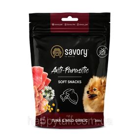 М’які ласощі Savory Anti-Parasitic Tuna and Wild Garlic для собак усіх порід з антипаразитарним ефектом з тунцем і диким