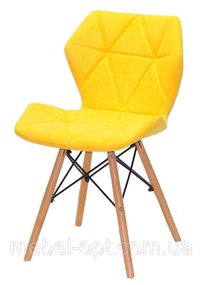 Стілець Greg шеніл жовтий SH-5 на дерев'яних букових ніжках, дизайн Charles Eames