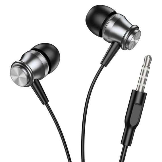 Навушники BOROFONE BM75 Platinum metal universal earphones with microphone Metal Gray | Зображення 1