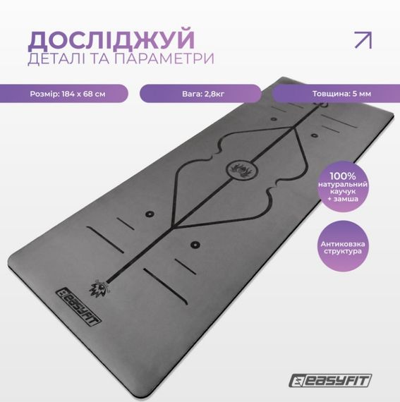 Килимок для йоги професійний EasyFit Pro каучук 5 мм Чорний (EF-1925-BK) | Зображення 1