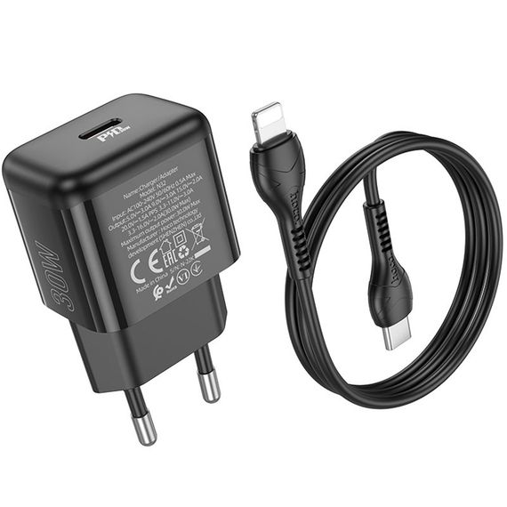 МЗП Hoco N32 Glory PD30W (1USB-C) + кабельType-C to Lightning Black | Зображення 3