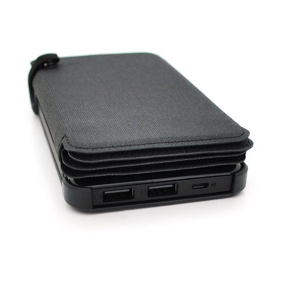 Power bank 12000 mAh Solar, (5V / 200mA), 2xUSB, 5V / 1A / 2.1A, USB  microUSB, ударо захищений прогумований корпус, Black, Corton | Зображення 2