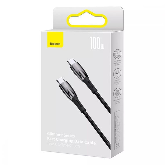 Кабель Baseus Glimmer Series Type-C to Type-C 100w з індикатором білий  2м | Зображення 2