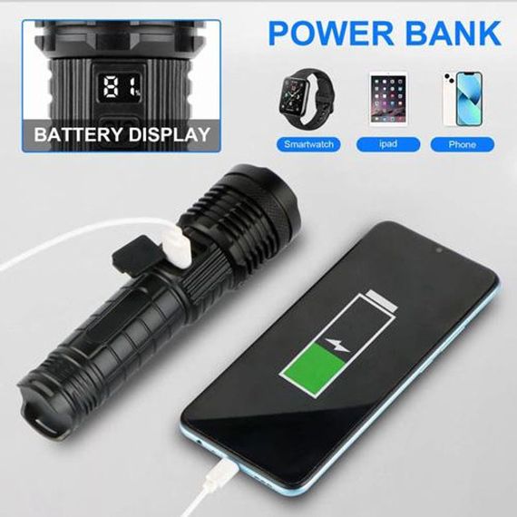Ліхтарик PLD-H007 White Laser LED PM10-TG із вбудованим акумулятором PowerBank, Ліхтарик тактичний ручний | Зображення 7