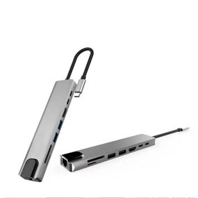 Концентратор XoKo Type-C to RJ45+HDMI+2xUSB 3.0+ TF,SD reader+ PD Type-C+ Type (XK-AC550-SL) (XK-AC550-SL)