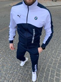Мужской спортивный костюм BMW двухцветный SE0003 цвет сине-белый, размер M