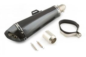 Глушитель тюнинг мото 460*135mm нержавейка овал карбон светлый прямоток