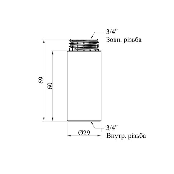 Подовжувач Karro 3/4" ВЗ, L=60 мм хромований KR-3209 | Зображення 1