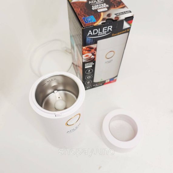 Кавомолка електрична Adler AD 4446-wg Біла 150 Вт кухонний міні подрібнювач для зерен кави | Зображення 4