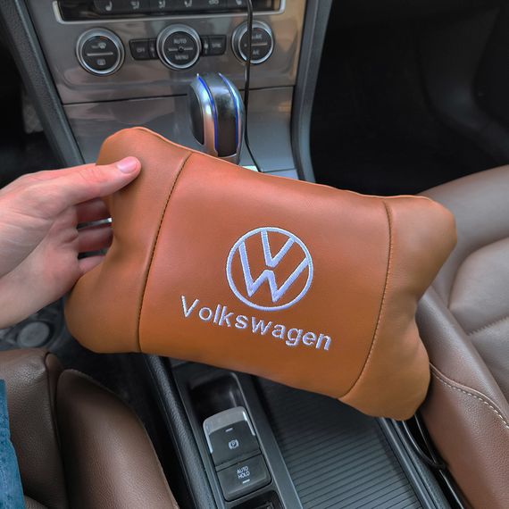 Набор подушек 2шт для автомобиля Volkswagen из натуральной коричневой кожи. Подушки MP-968 на подголовник | Зображення 7