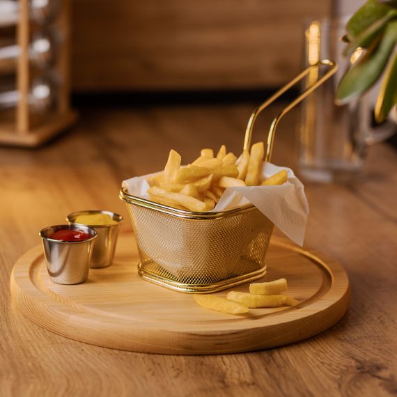 Корзина сервировочная для картофеля фри и снеков 13×11×7 см Золотая HP-19-4-L-G | Зображення 3