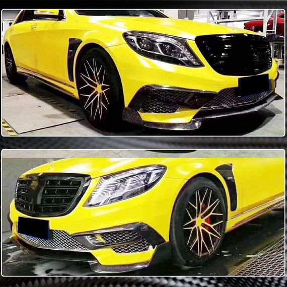 Накладки на передний бампер V1 для S63 AMG 2014-2017 Карбон для Mercedes S-сlass W222 | Зображення 4