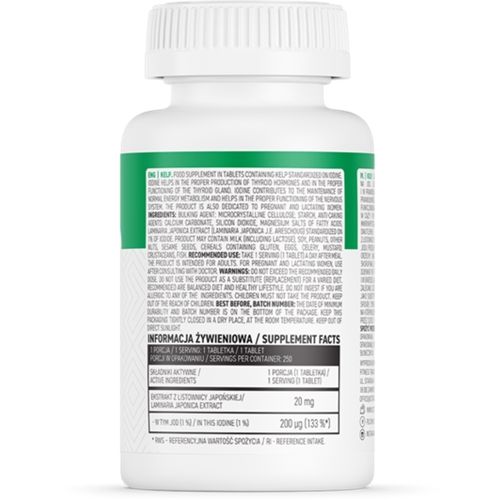 Натуральная добавка для спорта OstroVit Kelp 250 Tabs | Зображення 1