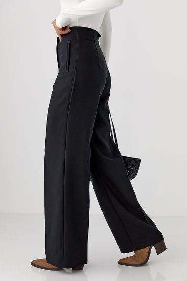 Класичні штани-палаццо з високою посадкою - чорний цвет, M (є розміри) | Зображення 4