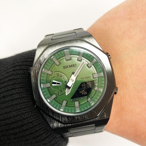 Годинник наручний чоловічий SKMEI 1816BKGNBK, стильний класичний чоловічий годинник, фірмовий спортивний годинник | Зображення 8