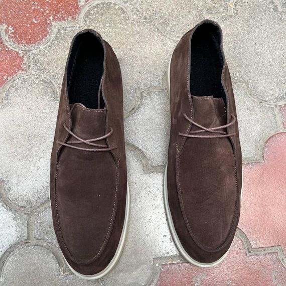 Коричневі замшеві лофери утепленні байкою 46 розмір | Зображення 8