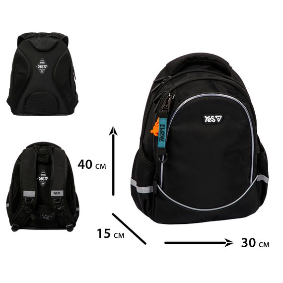 Шкільний рюкзак YES S-116М Just Black 550377 18 л | Зображення 2