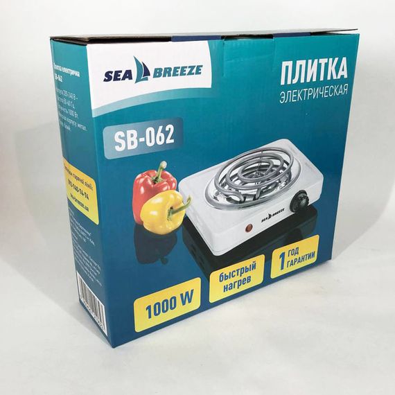 Настольная плита электрическая Sea Breeze SB-062 1000 Вт, настольная одноконфорочная, плита бытовая | Зображення 8