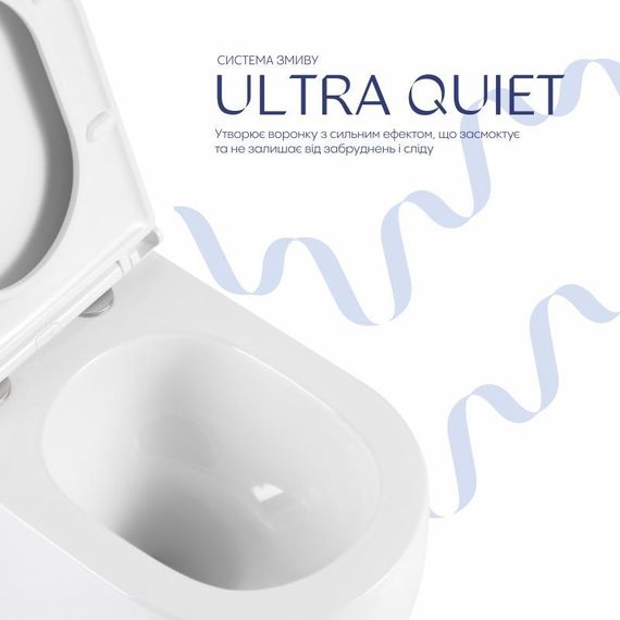 Унитаз подвесной Qtap Taurus Ultra Quiet 515×360×350 мм, White, с сиденьем Slim Duroplast / Soft-close / Quick Release | Зображення 4