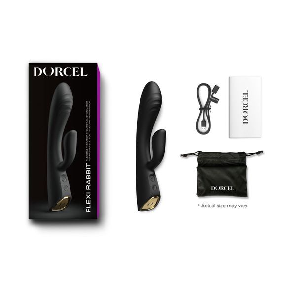 Вібратор-кролик з підігрівом Dorcel FLEXI RABBIT BLACK, гнучкий стовбур | Зображення 6