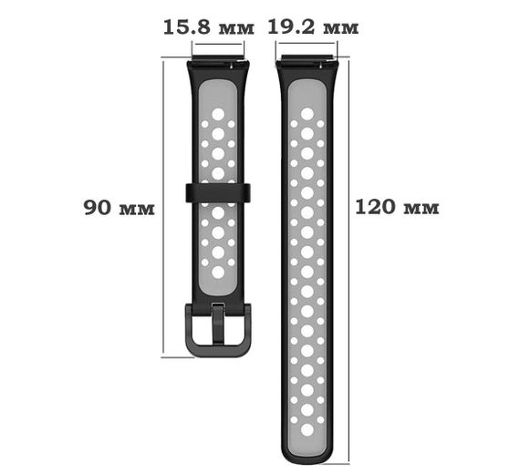 Силіконовий ремінець Primolux Perfor Classic для фітнес браслета Huawei Band 7- Black&Grey | Зображення 5