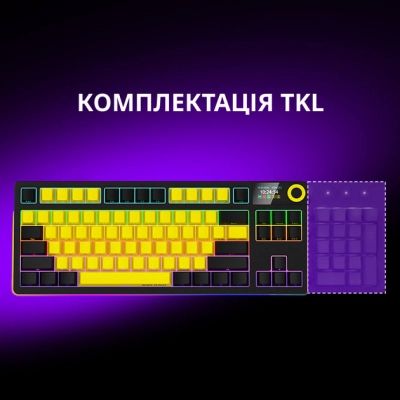 Клавиатура Lorgar KBP70TKLW Wireless TKL Mechanical Pro UA Black/Yellow (LRG-KBP70TKLW-YL-US) | Зображення 6