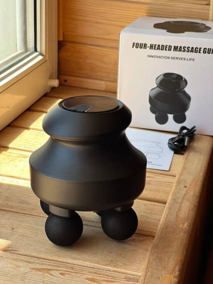 Мінімасажер для глибоких тканин / Електричний ручний масажер з 4 головками для м'язів спини, шиї, голови | Зображення 2