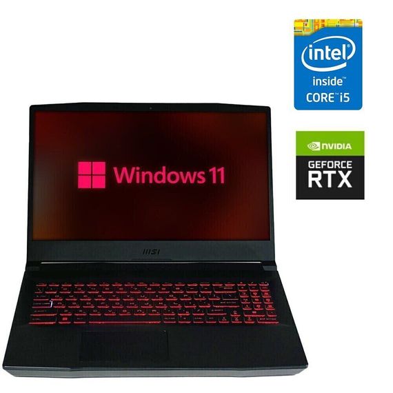 Ігровий ноутбук MSI Katana GF66 11UE-883NEU / 15.6" (1920x1080) IPS / Intel Core i5-11400H (6 (12) ядер по 2.2 - 4.5 GHz) / 16 GB DDR4 / 512 GB SSD / nVidia GeForce RTX 3060, 6 GB GDDR6, 192-bit / WebCam б/в